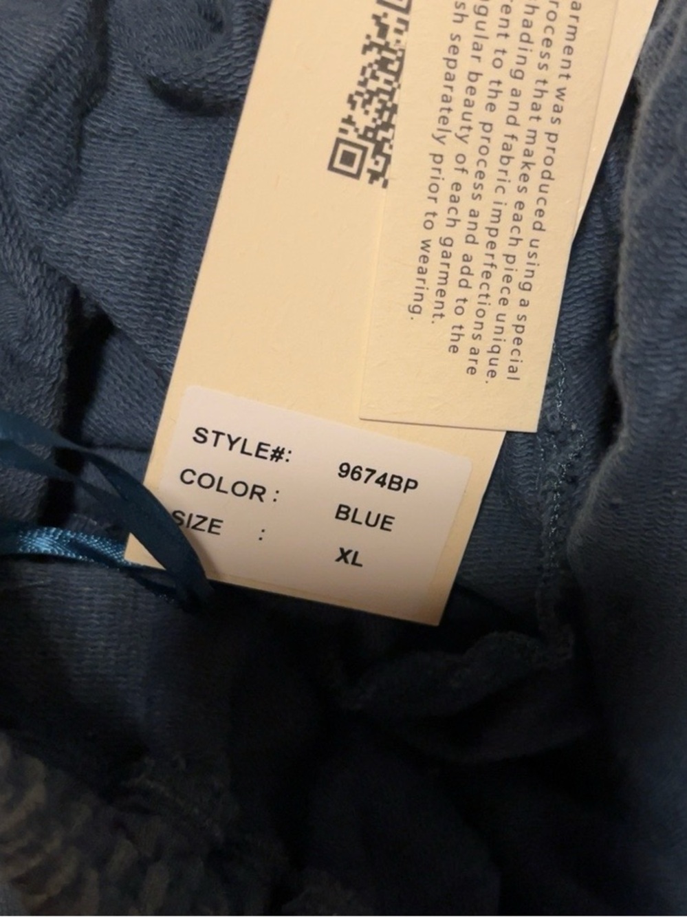 BlueVelvet NWT XL Washed Indigo Wide Leg Boho Pants Drawstring w/Pockets - Picture 6 of 7
